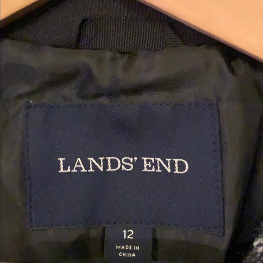 Lands’ End Black/Gray Wool Jacket. Euc. - image 4